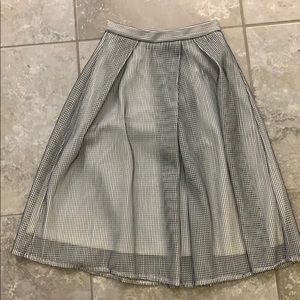 Peppermayo White & Black Mesh A-Line Midi Skirt